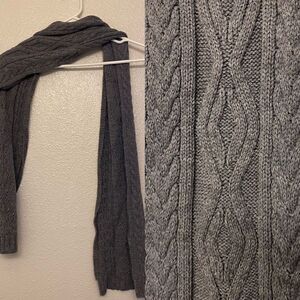 Dark gray chunky Cable knit scarf men’s women’s unisex 10x62